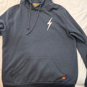 Aviator Nation Charcoal Hoodie with White Lightning Bolt